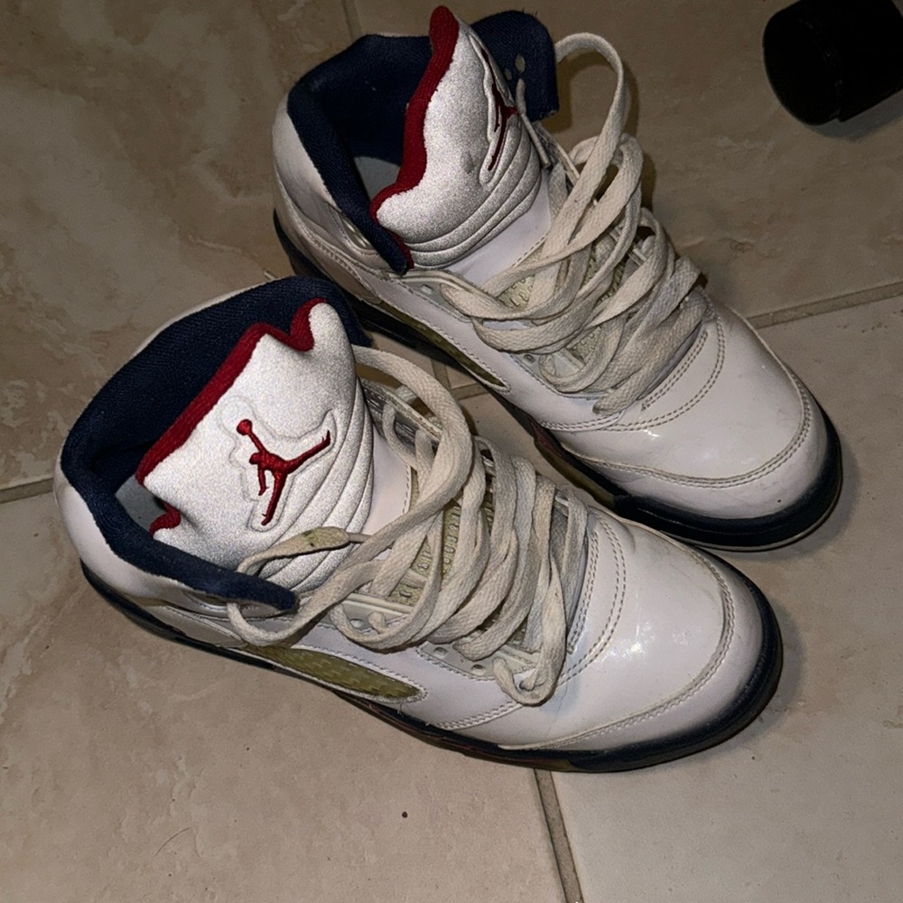 Jordan 5 white red blue